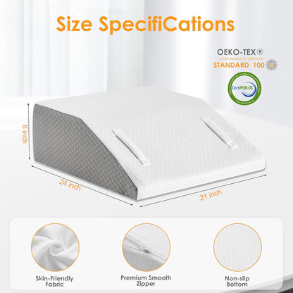 Ruqmuis Leg Elevation Pillow for After Surgery, 10inch Foam Leg Elevating Pillow for Swelling and Blood Circulation, Leg Wedge Pillow for Sleeping, Knee Pillow for Knee Hip Ankle Pain Relief, White