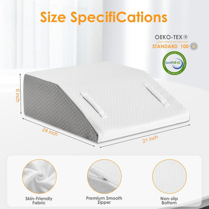 Ruqmuis Leg Elevation Pillow for After Surgery, 10inch Foam Leg Elevating Pillow for Swelling and Blood Circulation, Leg Wedge Pillow for Sleeping, Knee Pillow for Knee Hip Ankle Pain Relief, Velvet