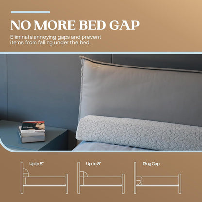 FeelAtHome Twin Bed Gap Filler, 0-8" Adjustable Headboard Wedge Pillow | Premium Foam Mattress Extender Closes The Crevice Between Wall & Bed. Ideal Gap Stopper for College Dorms & Guest Rooms