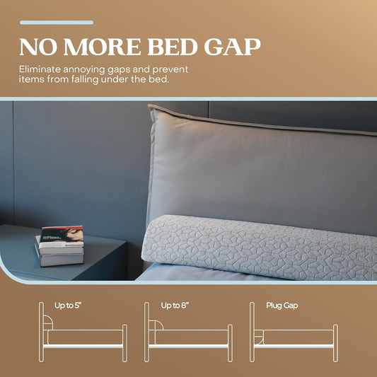 FeelAtHome Twin Bed Gap Filler, 0-8" Adjustable Headboard Wedge Pillow | Premium Foam Mattress Extender Closes The Crevice Between Wall & Bed. Ideal Gap Stopper for College Dorms & Guest Rooms