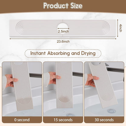 Faucet Mat for Kitchen Sink, Diatomite Quick Drying Tray , 15.8 Inch Kitchen Sink Splash Guard and Bathroom Stone Trays for Counter. Super Absorben.White.