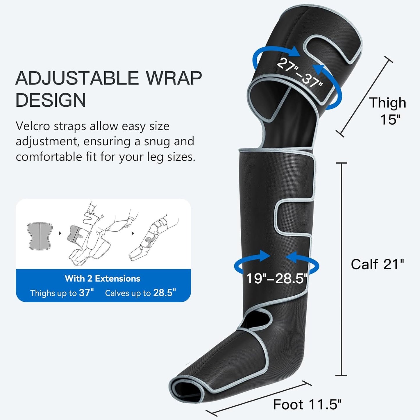 CINCOM Leg Massager with Heat and Compression FSA - HSA, Sliver | 3-in-1 Foot Calf & Thigh Massager for Circulation and Pain Relief Helpful for Lymphedema Edema Restless and Relaxation