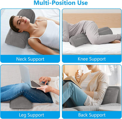 USHMA Inflatable Bolster Pillow, Half Moon Pillow for Legs, Knees, Lower Back & Head | Semi Roll Pillow for Bed, Sleeping | Knee Pillow for Side, Back Sleepers - Ankle & Knee Support - Leg Elevation