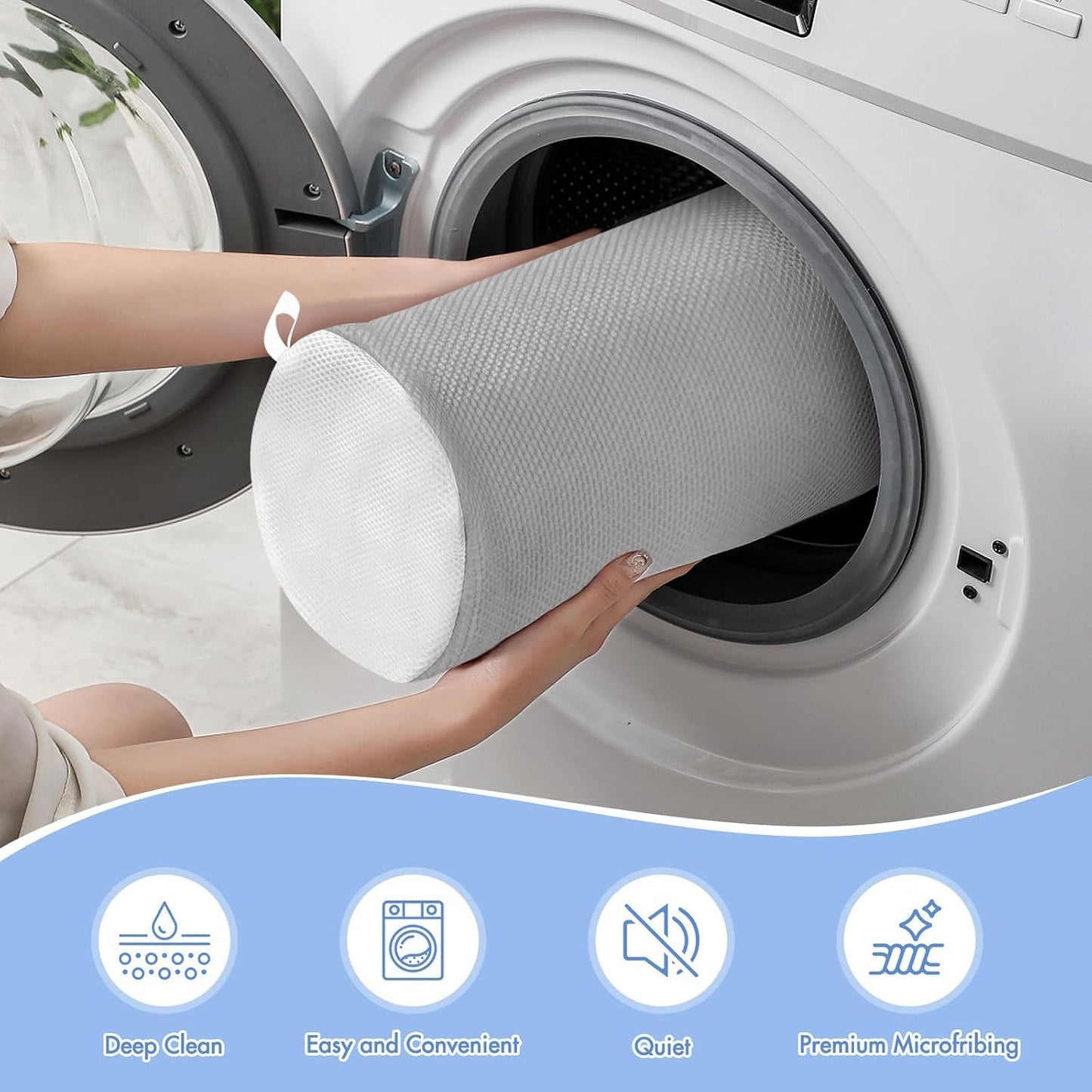 2 Pack XXL Shoe Washing Machine Bag, 700 GSM Heavy Duty Shoes Cleaning Bag with Anti-Tangle Mesh Pocket, 2 Adjustable Shoe Trees Keep Shape, Reusable Sneaker Laundry Bag for Frequent Wash, White