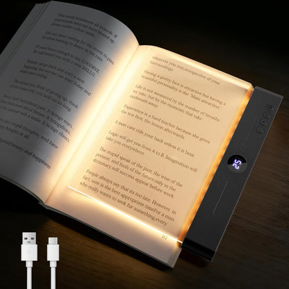 Book Light, Rechargeable Clear LED Reading Light with 3 Colors & Timer | Dimmable Full Page Panel Plate Lamp, Reading Lights for Book, Kids Eye Protection for Night Reading in Bed (White, Small)