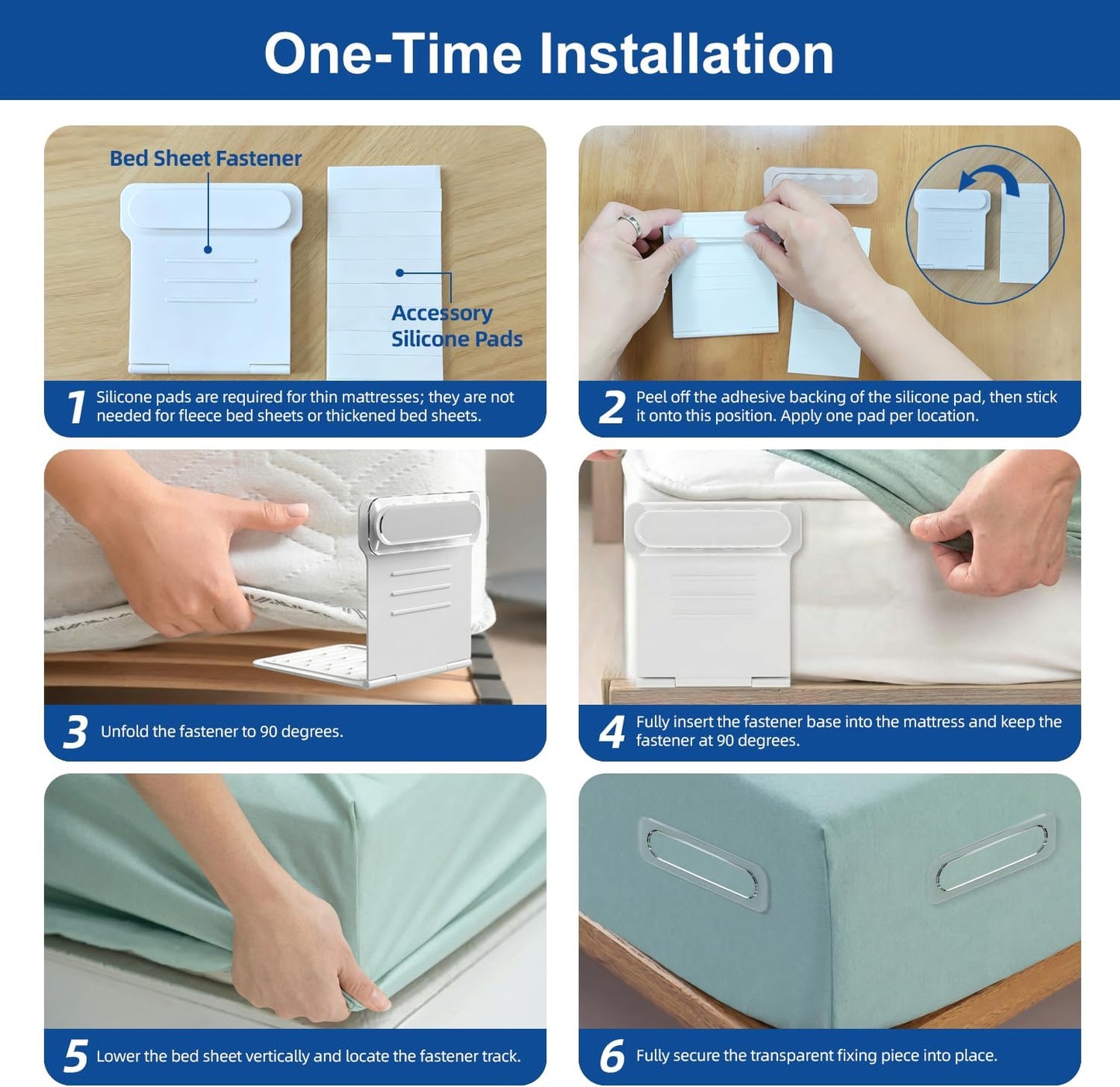 Bed Sheet Holders for Corners,Fitted Sheet Holders Keep Sheets Firm & Tight,Sheet Locks Easy One-Time Installation and No More Loose Sheet