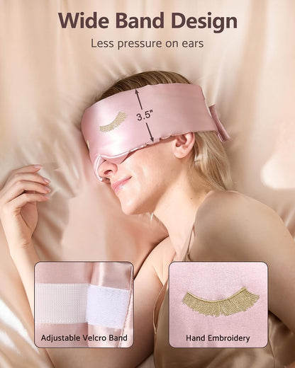 BeeVines Luxury Pure 100% Silk Sleep Mask for Women, 3D Contoured Eye Mask