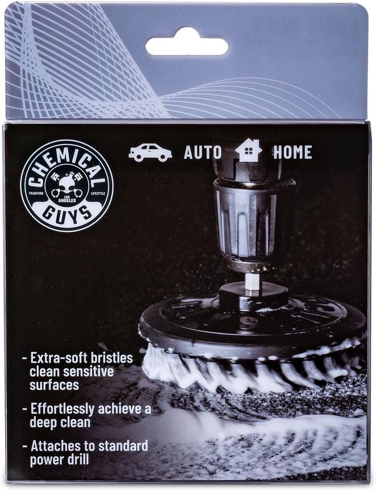 Chemical Guys, Light Duty Spinner Drill Brush Attachment, Multi-Surface | Fits any standard drill to power-scrub upholstery, fabric and carpet, gently lifting stains without hand fatigue