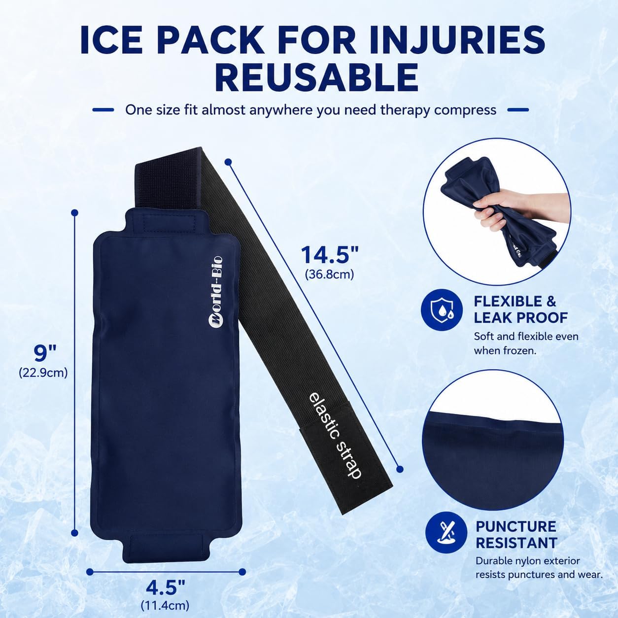 Gel Soft Flexible Ice Packs for Injuries, Reusable Cold Pack, Hot Cold Compress for Joint&Muscle Pain, Surgery Recovery, Inflammation, Swelling, Face, Head, Wrist, Ankle&Foot Injury, 4 Pack-5.1"x6.3"
