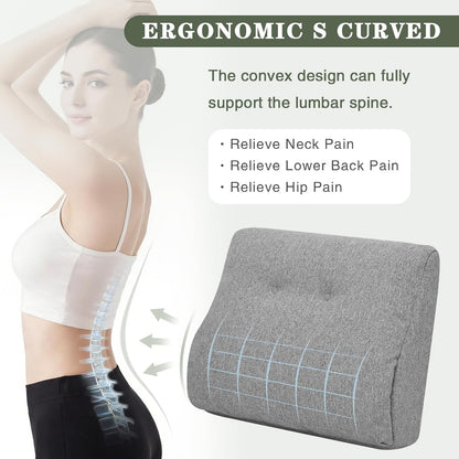 baibu Patented Dual-Layer Memory Foam Lumbar Pillow for Recliner, Brown | Large ergonomic back support for recliners, sofas and gaming chairs, with a removable machine-washable cover.