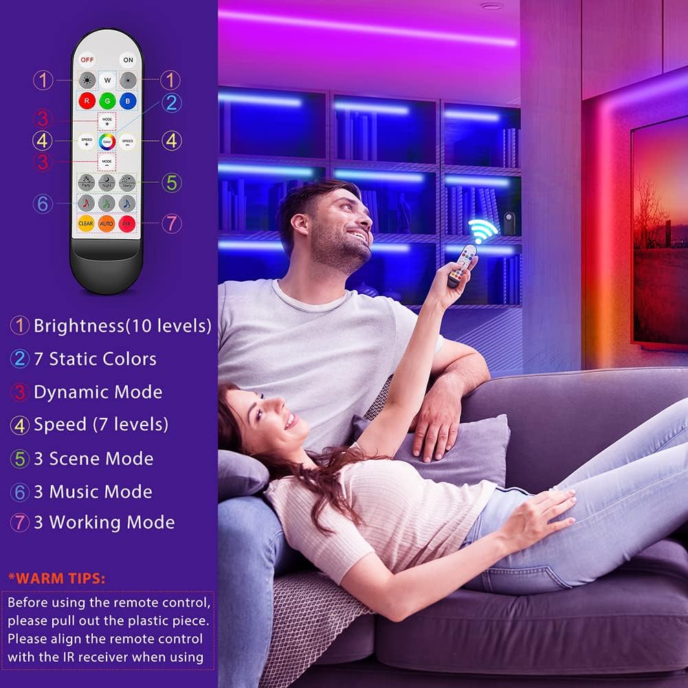 RGB Under Cabinet Lights with Motion Sensor, 6 Pre-Cut LED Strip Lights with Remote Control, Music Sync Color Changing Closet Lights, for Kitchen, Counter, Shelf, TV Backlight, Bookcase, 9.8ft