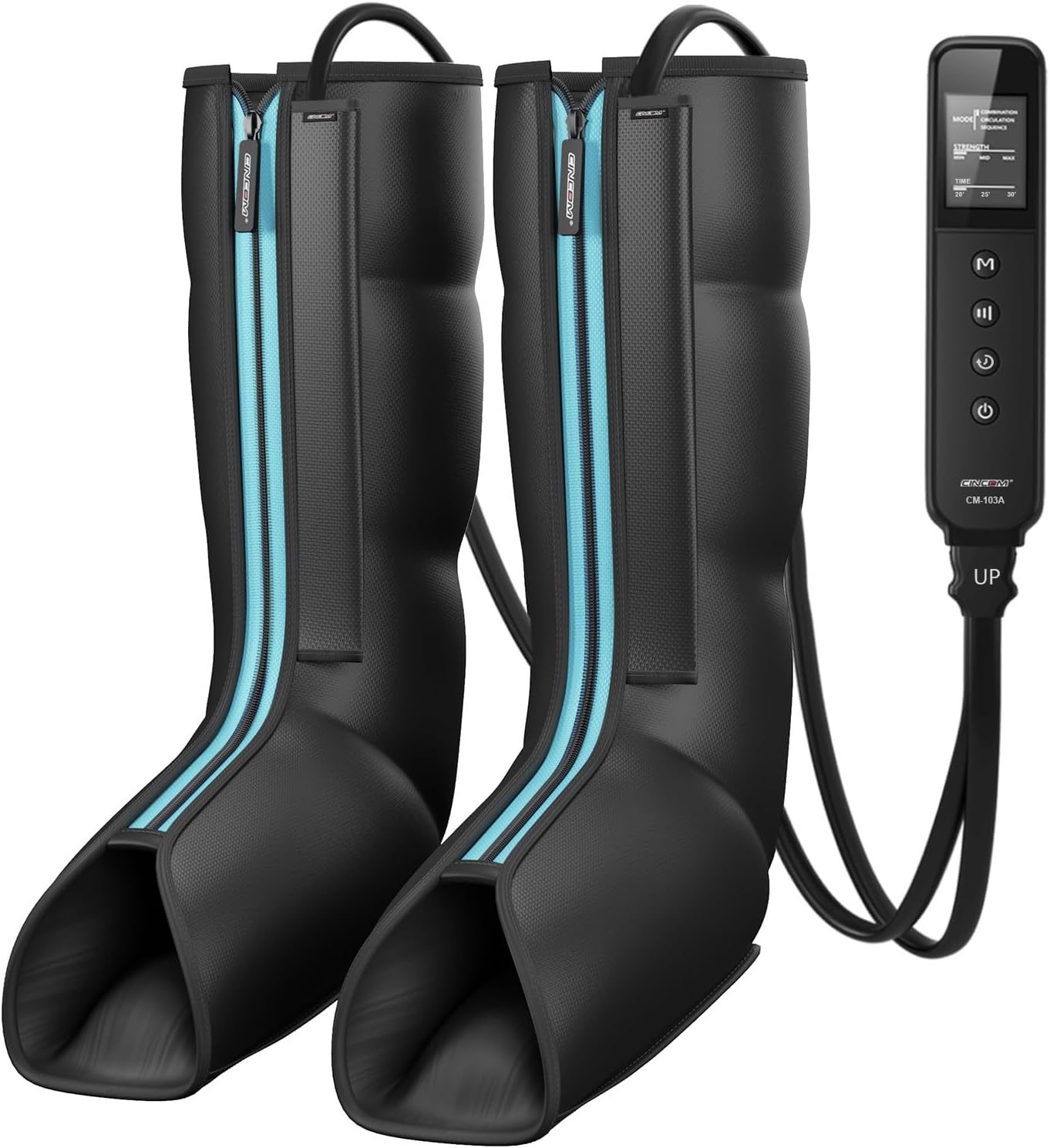 CINCOM Leg Massager for Circulation and Pain Relief, FSA - HSA | Air Compression Massager for Foot and Leg 3 Modes 3 Intensities Helpful for Lymphedema Edema Restless and Relaxation