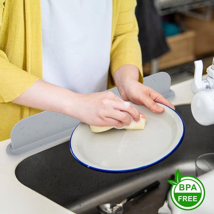 19.3 inch Silicone Sink Splash Guard, Splash Guard for Kitchen Sink Area, Backsplash Protector for Kitchen Countertop & Bathroom Bathtub with Non-Slip Strong Suction, White