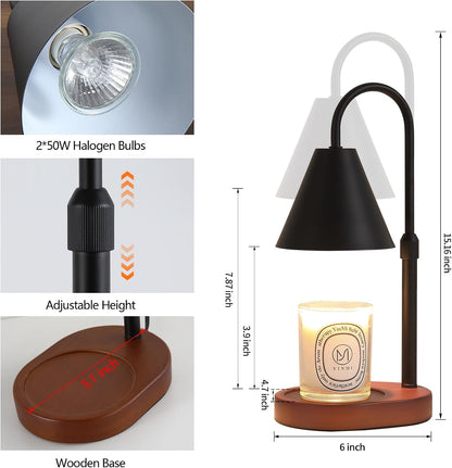 Candle Warmer Lamp with Timer and Dimmer,Electric Gold Light Gifts for Women Melt Wax Warmer Lamp with 2 Bulbs for Candle Jars House Warming New Home Decor Bedroom