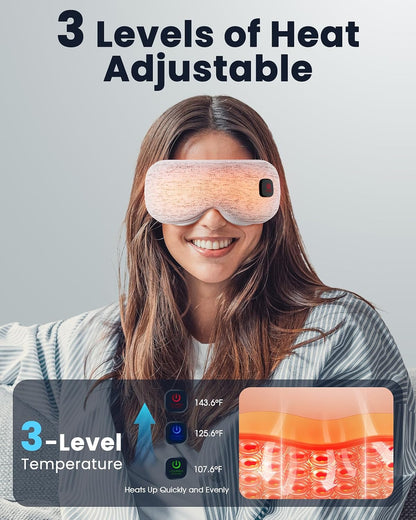 Heated Eye Mask - Cordless Eye Mask for Dry Eyes, Eye Relief, Improved Sleep, Washable Eye Heating pad for Travel and with Replaceable Shell