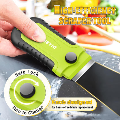 DIYSELF 1 Pack Razor Blade Scraper with 15 Extra Blades, Scraper Tool for Cleaning Window, Paint, Cooktop, Oven, Glass Stove Top Scraper, Razor Scraper with Buit-In Blade Storage | Razor Scraper for Cleaning Window, Paint, Cooktop, Oven, Glass Stove Top