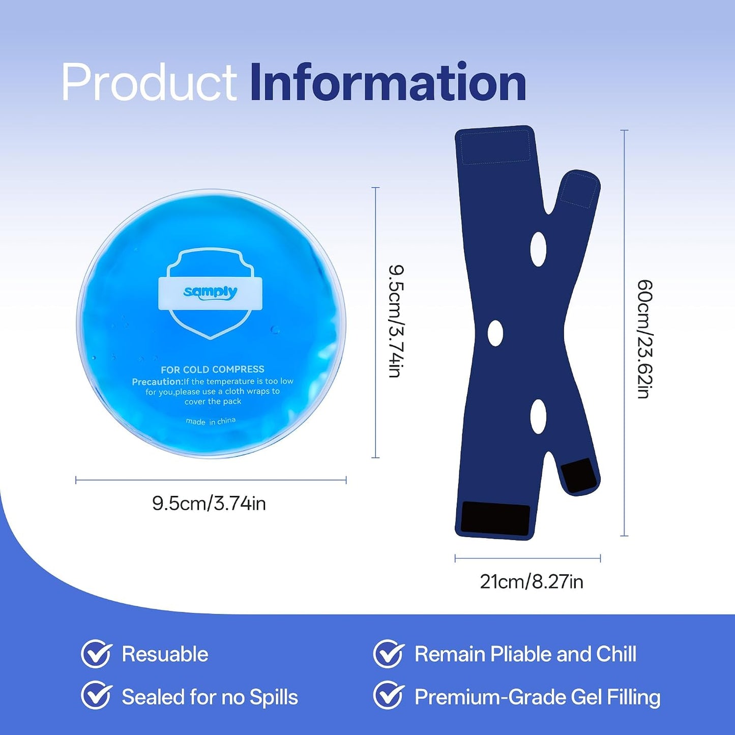 samply Wisdom Teeth Gel Ice Packs, Face Wrap for Jaw & Cheek, Cold Packs | Adjustable wrap cools both cheeks at once. Includes 4 reusable gel packs for dental recovery, swelling and jaw discomfort.