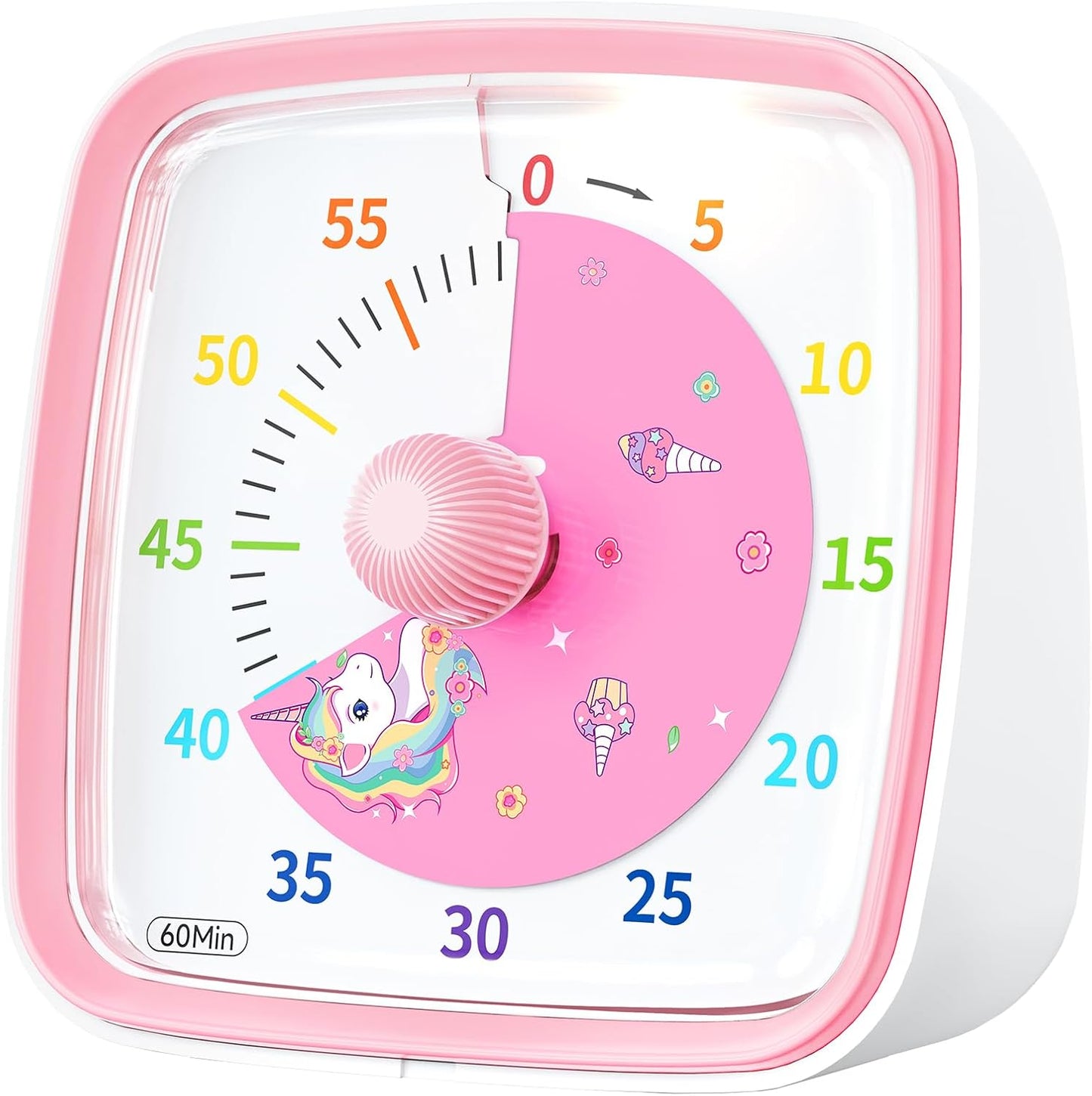 Yunbaoit Visual Timer with Night Light, 60 Minute Countdown, Light Blue | 3 Alarm Modes, Mute Flash, for Kids and Adults, Time Management Tool for Classroom, Home, School, and Work