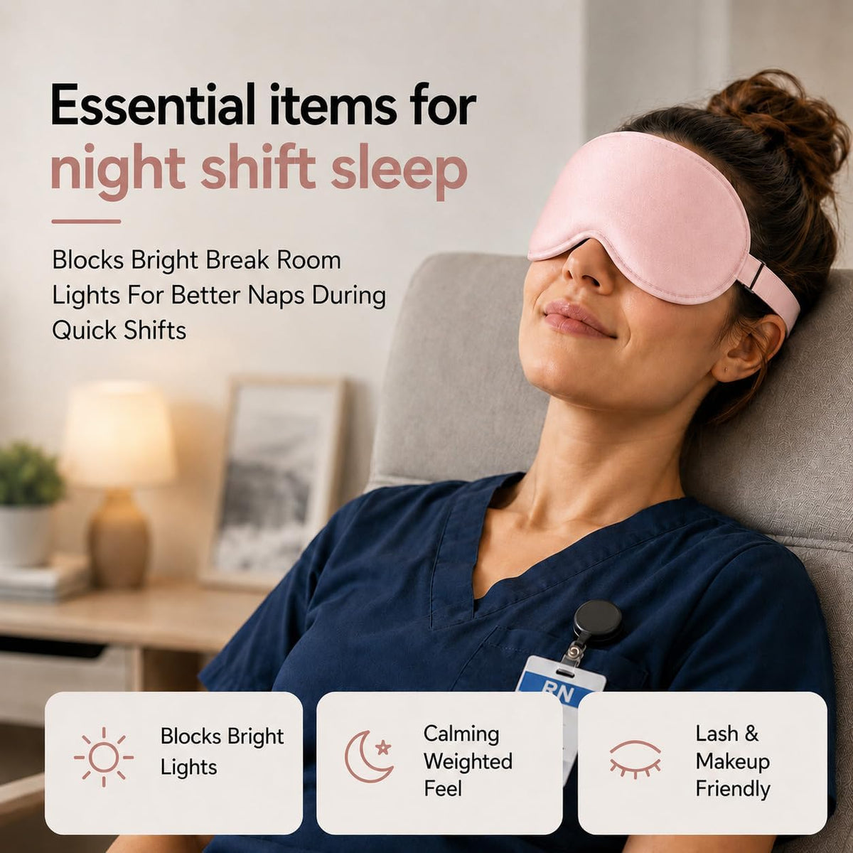 3D Contoured Zero Pressure Blackout Sleep Mask for Side Sleepers
