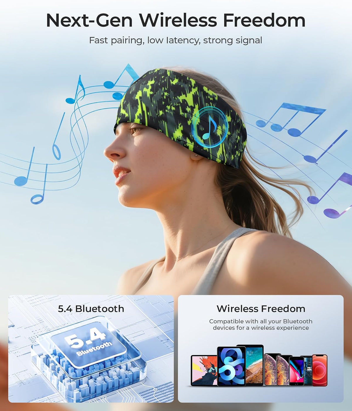 LOVE EYE Wireless Bluetooth 5.4 Sleep Headband Headphones for Side Sleeper