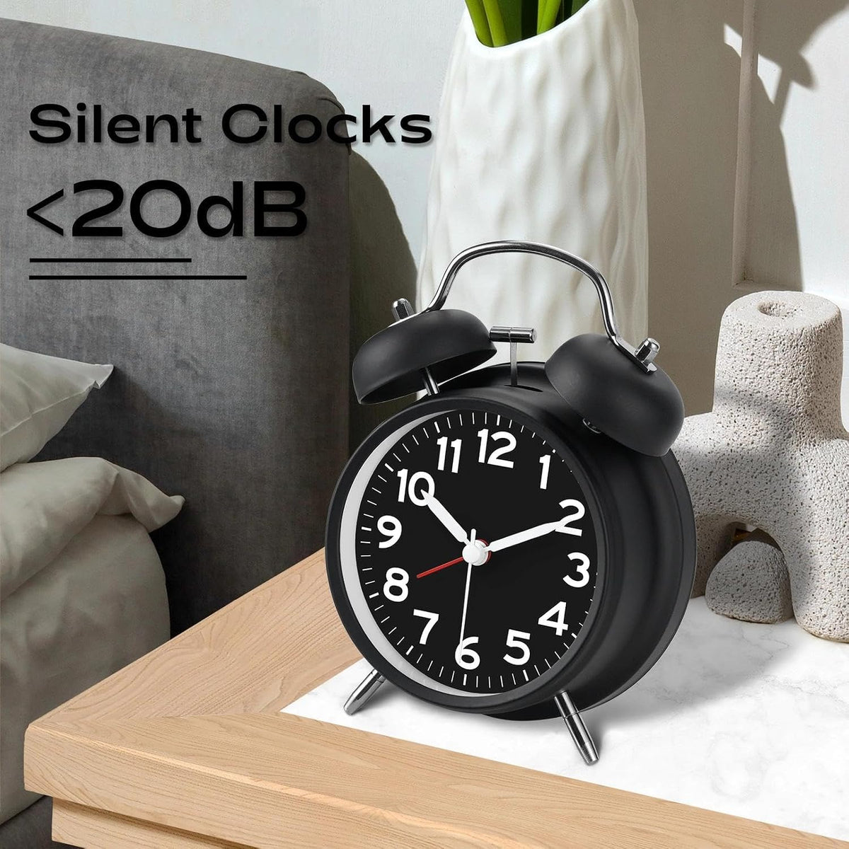 AKCISOT Loud Alarm Clock for Heavy Deep Sleepers,3 Inches Analog Metal Twin Bell Clocks Battery Operated with Backlight for Bedroom Bseide, Old Fashioned for Desk Home Decoration (Blue)