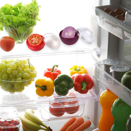2PCS Tomato and Onion Storage Containers with Peeler, Freshness Keepers for Onion and Tomato, Ideal for Fridge Vegetable Crisper, Keeps Food Fresh Longer