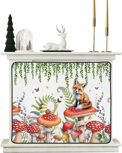 Magnetic Fireplace Cover Red Mushroom Fox Fireplace Screen Decorative Eucalyptus Leaves Butterfly Black Insulation Fireplaces Blocker Save Energy Fireplaces Draft Stopper Covers for Living Room 36x30