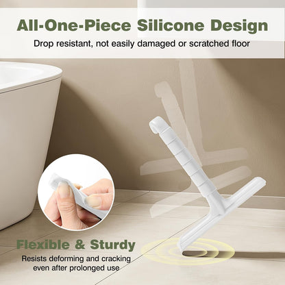 Roylvan Silicone Shower Squeegee for Glass Doors with Built-in Hook, Black | All-in-One Shower Squeegee with Ergonomic Grip, Household Window Mirror Cleaner for Bathroom Glass Kitchen Tile Wall Car