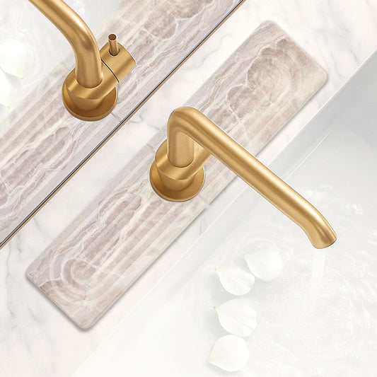 Fast Dry Stone Faucet Mat for Bathroom Sink Kitchen Counter Marble Trays | Small Diatomite Sink Splash Guard White Absorbent Tray Counter Quick Drying Stone Kitchen Diatomaceous Earth Around Faucet
