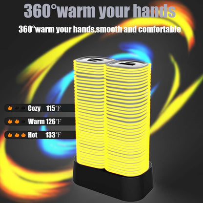 Hand Warmers Rechargeable 2 Pack, 10000 mAh Electric Hand Warmer,360°Surround Heat Magnetic Electric Handwarmer,3 in 1 Reusable Electric Heater & Power Bank with Fast Charging Station