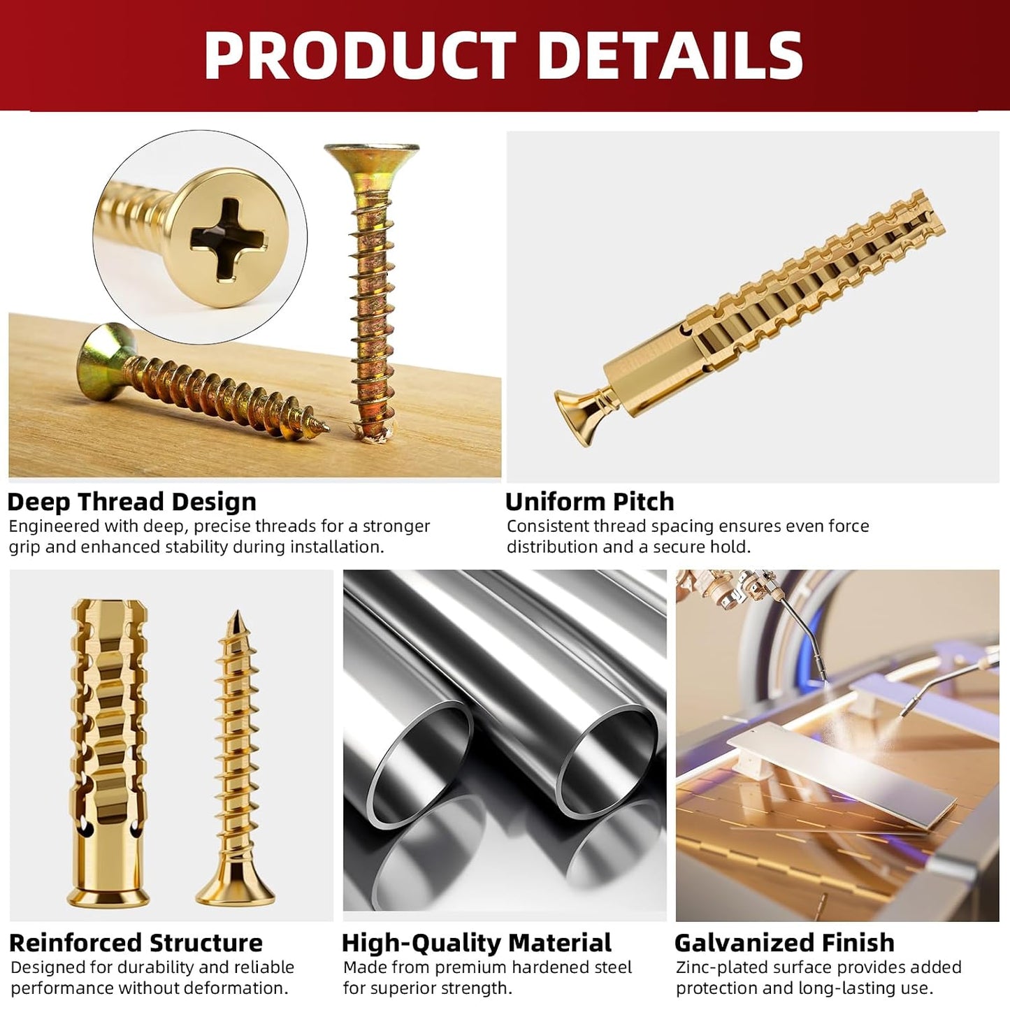 50 PCS Expansion Anchors with Screws for Door Hinge Repair, Hinge Repairs Screw Set, Compatible with Drywall, Concrete, Plaster & Wood Surfaces