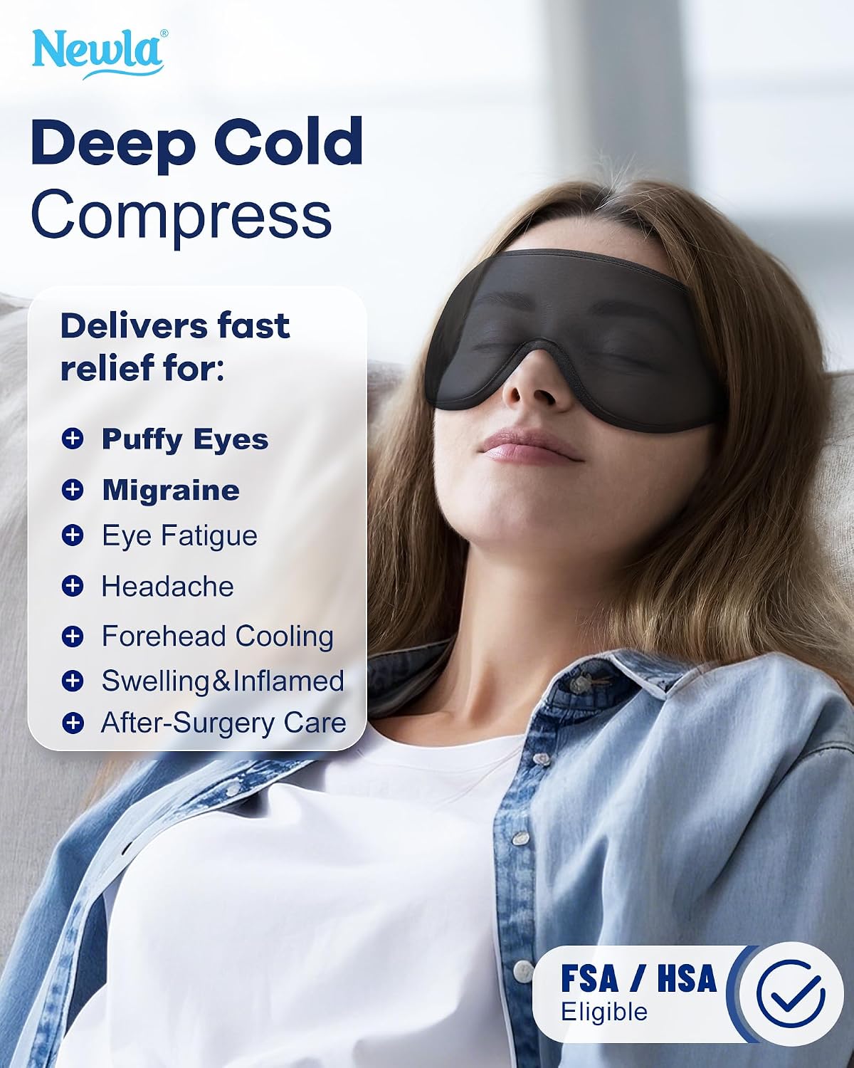 Cooling Gel Eye Mask for Puffy Eyes, Larger Full-Eye Contour Cold Compress | Ice-Cold Gel Therapy, Forehead & Upper Cheek Cooling Relief, Reusable Ice Pack for Eyes, FSA Eligible Items HSA, Black