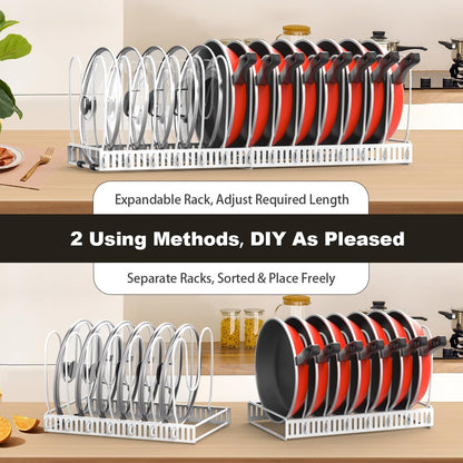 Housolution Pot and Pan Lid Organizer Holder Storage Rack, Black | 12"-23" Expandable, 14 Adjustable Dividers, Sturdy Metal Construction, Easy Assembly