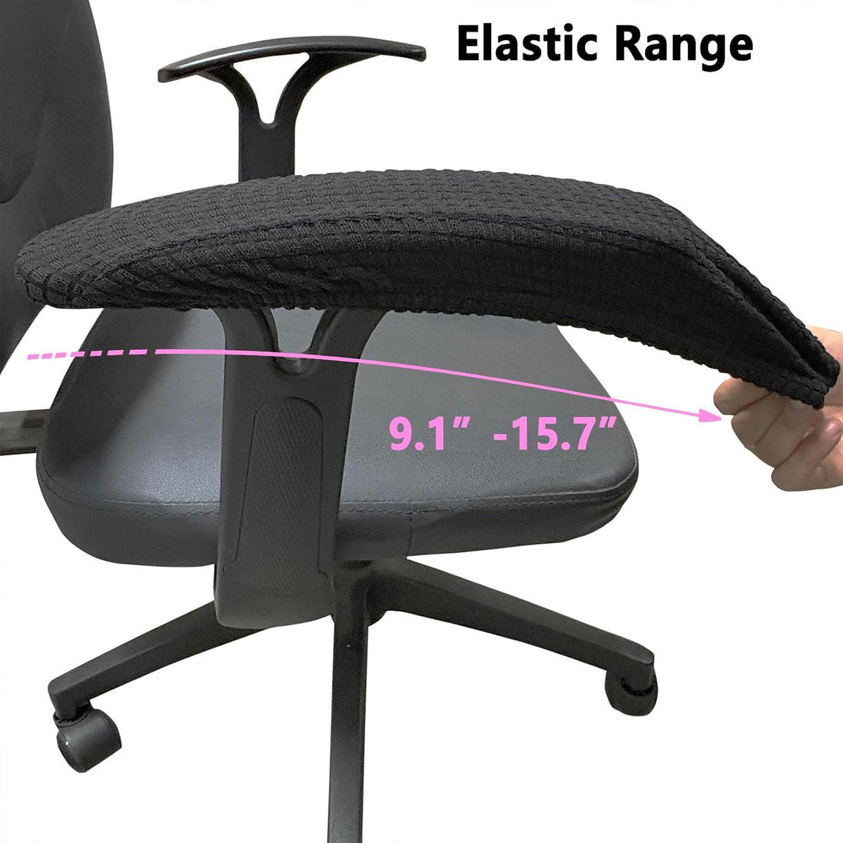 Melaluxe Office Chair Armrest Covers, Stretchable Removable Washable Chair Arm Covers, Elastic Desk Computer Gaming Chair Arm Rest Protector Slipcovers (Black)