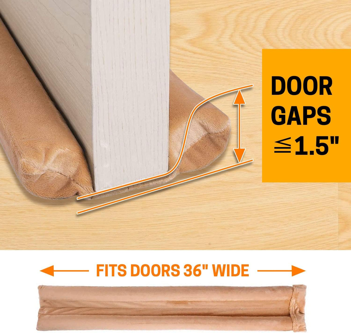 36 Inch Under Door Stopper, Door Noise Blocker | Double Sided Door Stopper, Machine-Washable