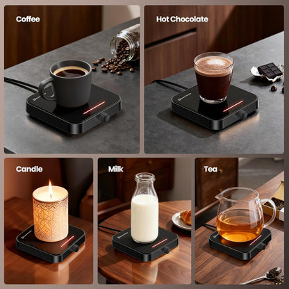 Maestri House Mug Warmer, Electric Coffee Cup Warmer for Desk with 3-Temp Settings,Auto Shut Off, Constant Temperature Heating for Beverage, Milk, Tea and Hot Chocolate at Home & Office (Black)