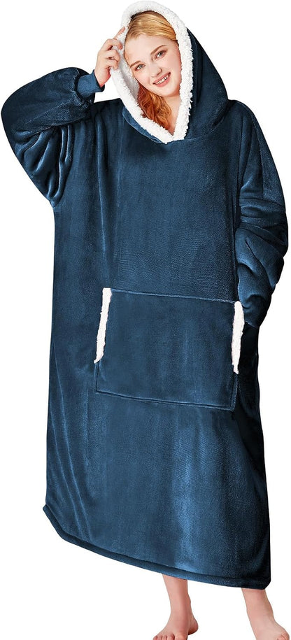 yescool Wearable Blanket Hoodie, Flannel Sherpa Fleece Blanket Sweatshirt for Adults Women Men,One Size Fits All - Colors A