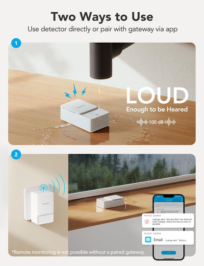 GoveeLife Water Leak Detectors with Leak and Drip Alerts, 3 Pack | 100dB Adjustable Audio Alarm, 5-Year Battery Life, IP66, Detector for Home, Bedrooms, Basement, Warehouse, Cabin/RV
