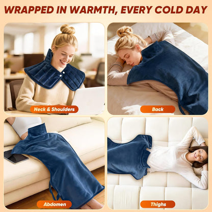 Heating Pad for Shoulder and Back, Electric Graphene-Infused Weighted Heat Pads for Pain Relief, 35"x24" Large Full Body Heated Pad, 86°F-158°F Auto-Off, Birthday Gifts for Women, Men, Mom, Dad