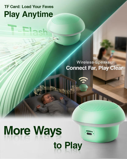 Portable White Noise Sound Machine for Baby Kids Adults, 20 Natural Soothing Sounds, 48H Battery Playback, 30 Volume Levels, 3 Timers, Memory Function & Soft Night Light for Sleep, Home, Travel, Mini
