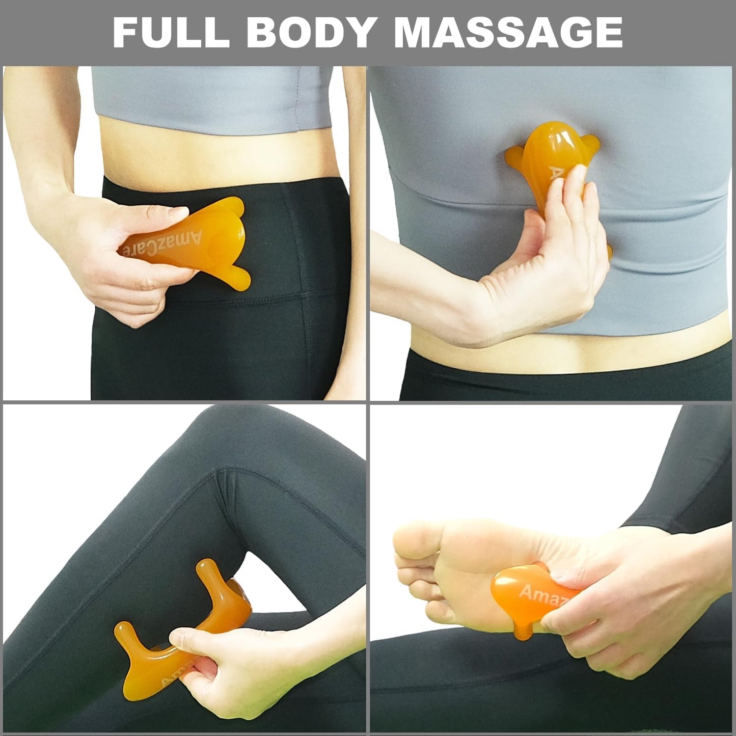 Trigger Point Massage Tool for Full Body Use. 2 Pack. | Handheld 4-Leg Pressure Point Massager for Muscle Knots Deep Tissue Myofascial Release Pain Relief Rehab. Durable Resin