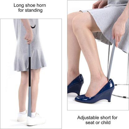 35" Long Dressing Stick with Shoe Horn with Sock Removal Tool, Adjustable Extended Dressing Aids for Shoes, Socks, Shirts and Pants