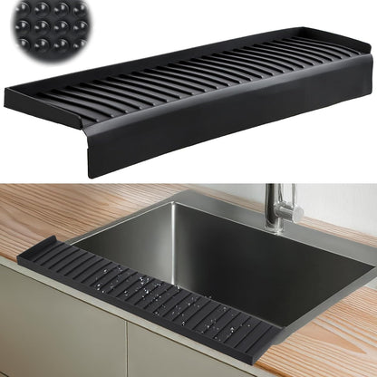 Sink Edge Protector with Suction Cup 14" 20" 24" 30", Silicone Sink Splash Guard for Kitchen & Bathroom, Protect Countertop from Scratches, Stains, for Stainless Steel Granite Quartz-Grey