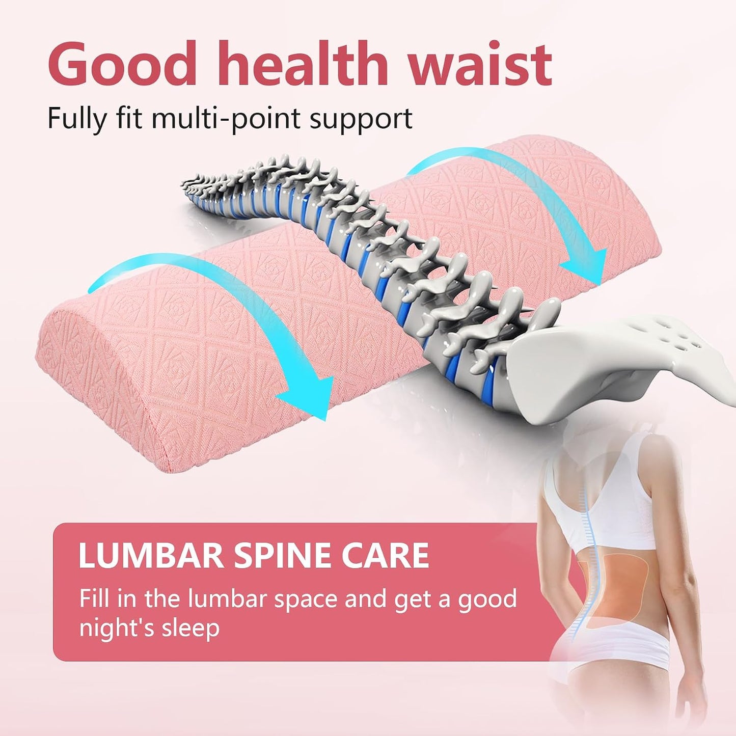 Cozyhealth - 2.95" H*18.7" L - Soft Small Lumbar Pillow for Sleeping, Memory Foam Back Lumbar Support Cushion for Lower Back Pain Relief Bed Waist Sleep Support Pillow for Side, Back (White, Small)