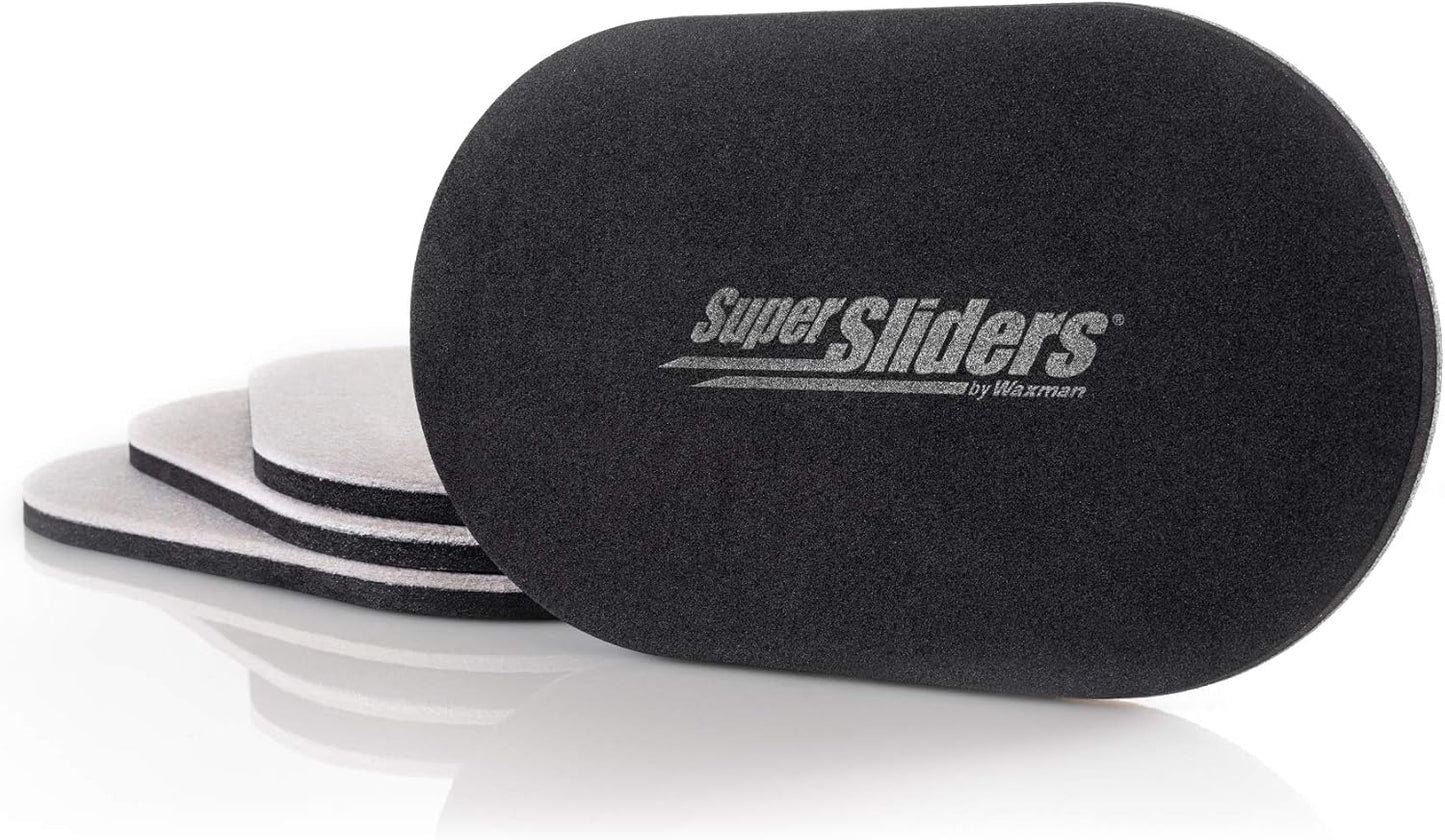 Super Sliders 5-3/4" x 9-1/2" XL Oval Reusable Furniture Sliders for Carpet, Anti-Slip Protective Furniture Moving Pads for Beds, Sofas, Dressers, Set of 4, Brown