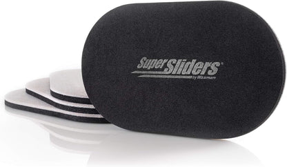 Super Sliders 5-3/4" x 9-1/2" XL Oval Reusable Furniture Sliders for Carpet, Anti-Slip Protective Furniture Moving Pads for Beds, Sofas, Dressers, Set of 4, Brown