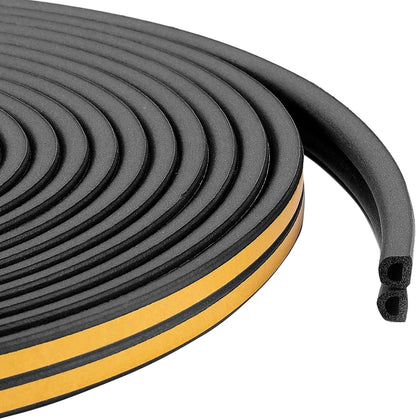 Weather Stripping Seal Strip Tape, Doors Windows Frame Self Adhesive D Type Foam Sealing Tape, 32.8Ft Rubber Soundproof Insulation Cell Foam Stripping, White