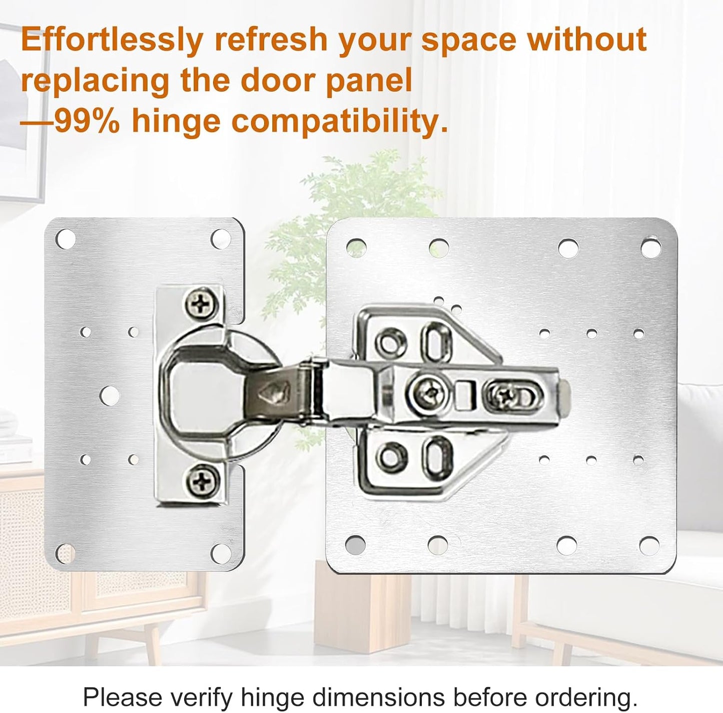 6 Pcs Cabinet Hinge Repair Plate Cabinet Repairs Kit 2 Sizes | Stainless Steel, Hinge Repair Board, with Mounting Screw, Cabinets Fixing Plate Bracket, for Kitchen Cupboard Door Cabinets