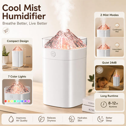 300ml Cool Mist 7 Colorful Lights Humidifier, 10-20 Hour Runtime for Plants