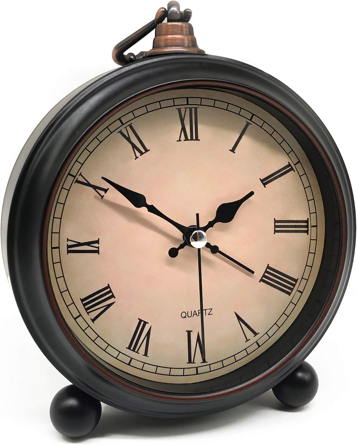 TooTa Vintage Retro Analog Alarm Clock, 4.5 inch Super Silent Non Ticking Small Clock with Night Light, Battery Operated, Simply Design, for Living Room, Bedroom, Bedside, Desk, Gift Clock (Arabic)